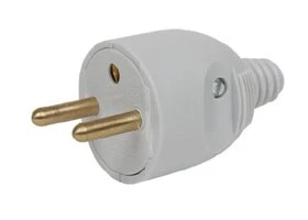 Fiche électrique mâle 2P+T Grise 16A 250V Sortie Droite - Debflex 713380