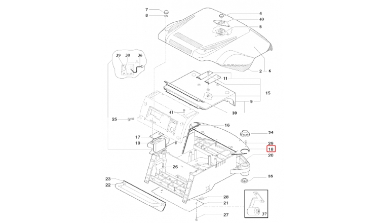 Capot avant pour tondeuse Robot R20AC, R30AC et ROW1 - Ref 33915 - Outils Wolf