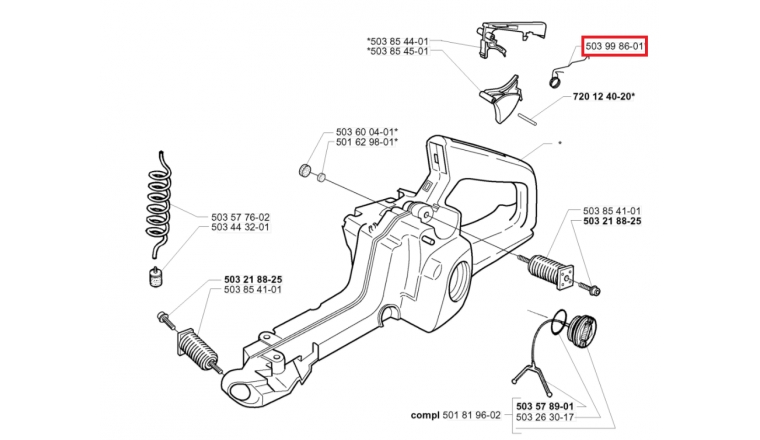 Ressort de rappel gâchette pour Tronçonneuse 345, 340, 455 E ... - Ref 503 99 86-01 - Husqvarna