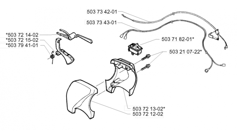 Gâchette de sécurité pour Débroussailleuse GR2026, GR2032, GR2036 ... - Ref 503 72 14-02 - Husqvarna