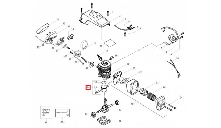 Piston complet avec Segment pour Tronçonneuse CS2138, CS2137 ... - Ref 545 08 18-72 - Husqvarna