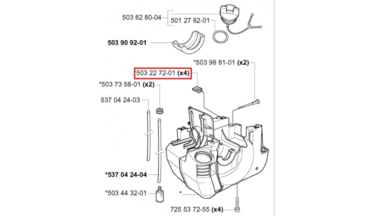 Ecrou de fixation de Carter Taille Haie 225,232, GR2026 ... - Ref 503 22 72-01 - Husqvarna