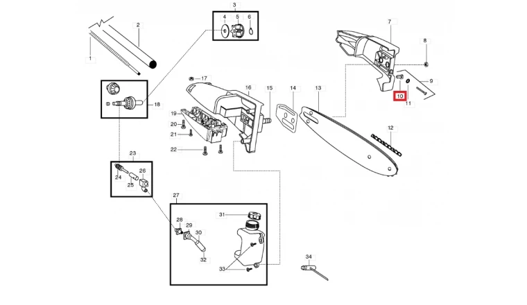 Doigt de tension de Chaîne pour tronçonneuse CS2137, 2035, 142 E ... - Ref 530 01 58-26 - Husqvarna