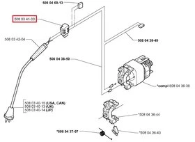 Interrupteur démarrage Tronçonneuse Electrique 316, 16, 318 ... - Ref 508 03 41-03 - Husqvarna