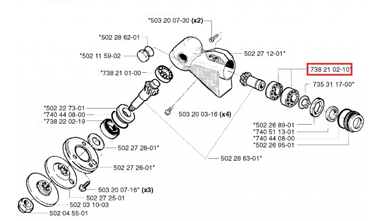 Roulement à bille colonne de direction débroussailleuse 250 R, RS52 .. - Ref 738 21 02-10 - Husqvarna