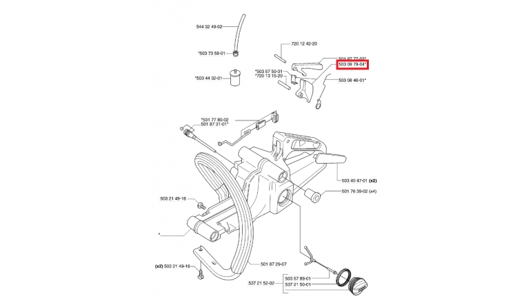 Levier d’accélérateur pour Tronçonneuse 55, 51, 254 ... - Ref 503 09 79-04 - Husqvarna