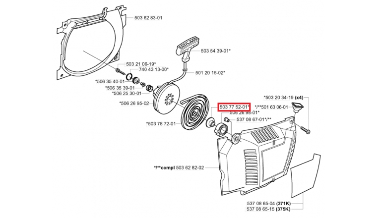 Douille de Fixation frein de Chaîne Tronçonneuse 365 X-TORQ, 372 XP ... - Ref 503 77 52-01 - Husqvarna