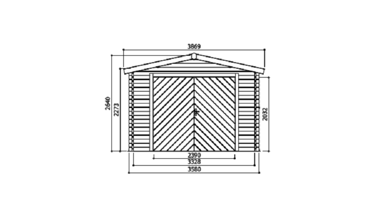 Garage en Bois Solid 17.07 m² avec Porte Battante S8944