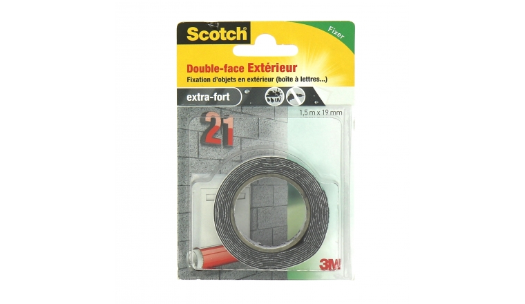 Adhésif Double Face Fixation Extérieure 1.5 m x 19 mm - 3M