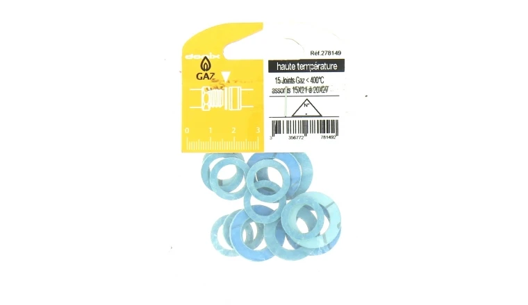 Assortiment de 15 joints Gaz pour conduite haute température 15 x 21 et 20 x 27
