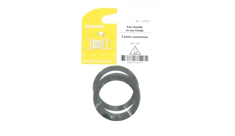 Joint caoutchouc pour Installation sanitaire 40 x 49 - Lot de 5 - Eau froide et Eau chaude