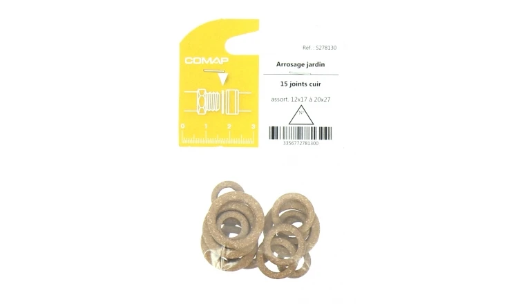 Assortiment de 15 joints Cuir pour Arrosage jardin de 12 x 17 à 20 x 27