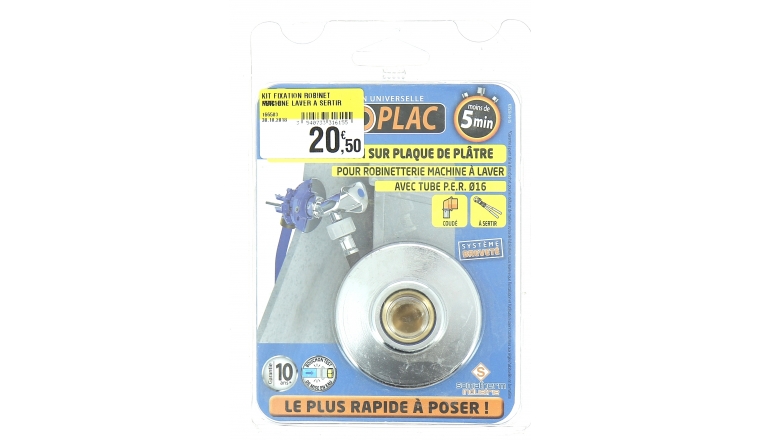 Kit de Fixation Robinet de machine à laver sur plaque de Plâtre Ø 16 mm pour Tuyau PER - Somatherm