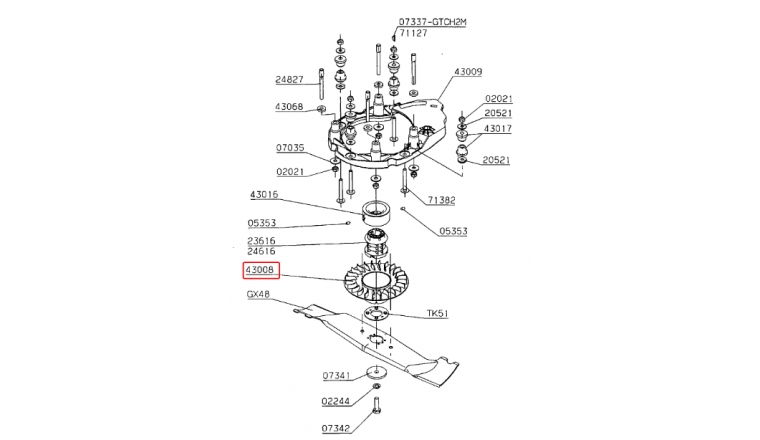 Ventilateur de moteur pour Tondeuse GTAB4M, GTB, GTCB4M et GTCH2M - Ref 43008 - Outils Wolf