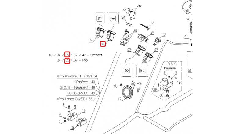 Interrupteur ON / OFF Klaxon pour Autoportée A80 et A85 - Ref 29261 - Outils Wolf