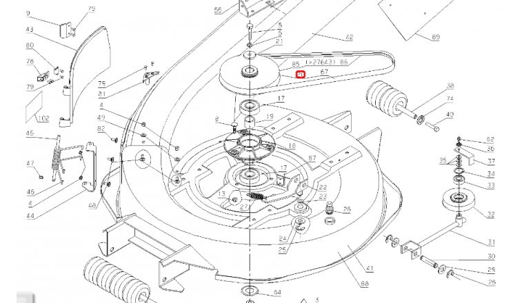 Poulie de Lame pour Autoportée A80 Wolf - Ref 28133 - Outils Wolf