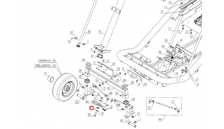 Entretoise de couronne de direction Autoportée A80 - Ref 28608 - Outils Wolf