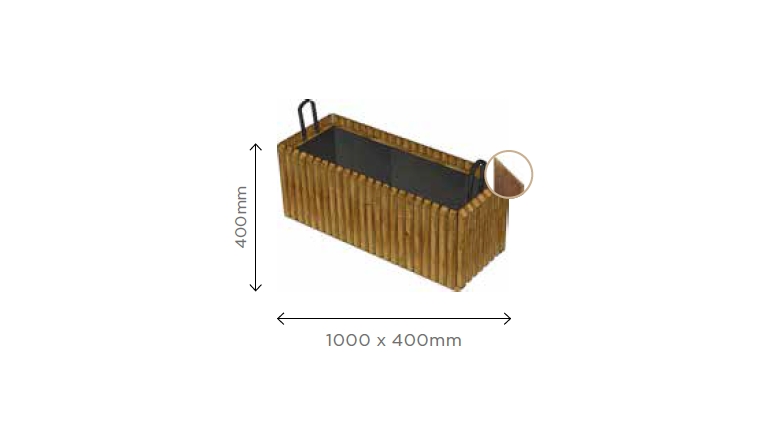 Bac à Fleur Rectangulaire Barcelona 1000x400x400 mm en Pin S7259 - Solid