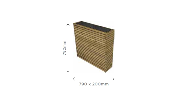 Bac à Fleur Rectangulaire Barcelona 790 x 200 x 780mm en Pin S7292 - Solid
