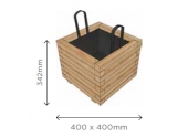 Bac à Fleur Carré Épaisseur 40 mm 400x400x342mm en Pin S7234 - Solid