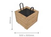 Bac à Fleur Carré Epaisseur 40 mm 500x500x380mm en Pin S7235 - Solid