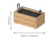 Bac à Fleur Rectangle Épaisseur 40 mm 300x700x280mm en Pin S7236 - Solid