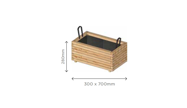 Bac à Fleur Rectangle Épaisseur 40 mm 300x700x280mm en Pin S7236 - Solid