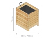 Bac à Fleur Carré Robust 700x700x770 mm en Pin S7232 - Solid