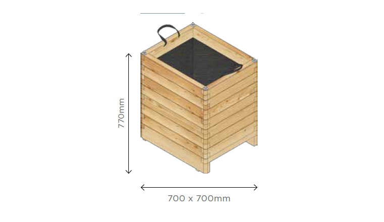 Bac à Fleur Carré Robust 700x700x770 mm en Pin S7232 - Solid