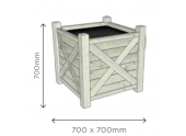 Bac à Fleur Carré 700x700x700 mm en pin Blanc S7298 - Solid