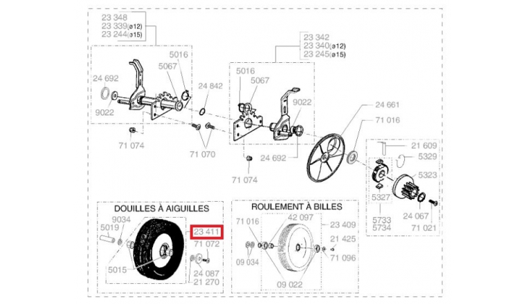 Roue arrière complète pour tondeuse thermique PAT, PIT, PVT ... - Ref 23411 - Outils Wolf