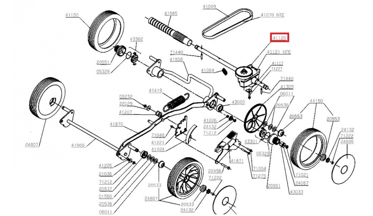 Boitier de traction Tondeuse NTB, NTBF et NTE - Ref 41120 - Outils Wolf