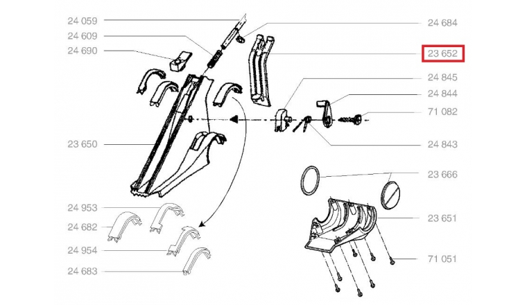 Cache arrière droit Guidon Tondeuse Thermique - Ref 23652 - Outils Wolf