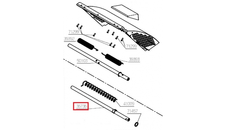 Axe déflecteur Tondeuse RM46B et RM46BF - Ref 36736 - Outils Wolf