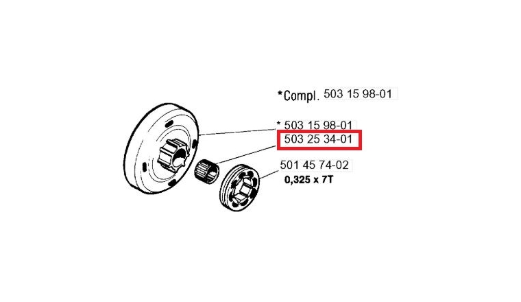 Cage à Aiguille pour Tronçonneuse Jonsered et Husqvarna - Ref 503 25 34-01 - Husqvarna