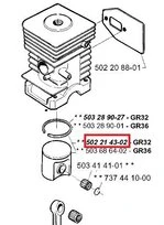 Piston complet pour débroussailleuse GR36, GR32, 235R ... - Ref 502 21 43-02 - Husqvarna