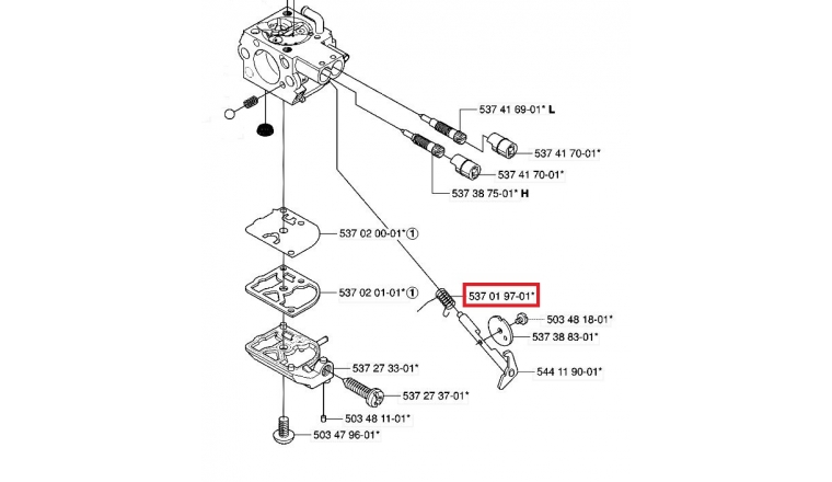 Ressort de Carburateur Tronçonneuse CS2135, 327 326 ... - REf 537 01 97-01 - Husqvarna