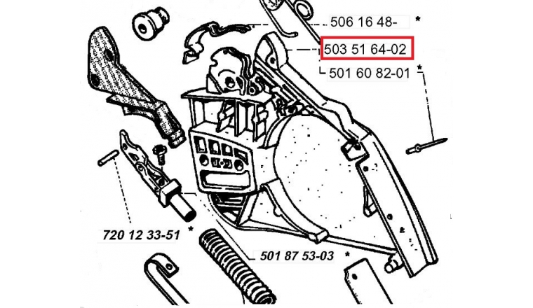 Carter de frein de chaîne pour 630, 625, 670 Jonsered - Ref 503 51 64-02 - Husqvarna