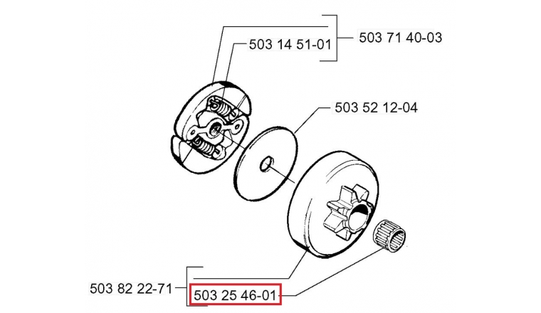 Cage à Aiguille Cloche Embrayage 335, 336, 334 ... - Ref 503 25 46-01 - Husqvarna