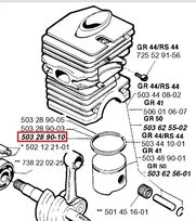 Segment de Piston pour 2054, GR44, GR50 ... - Ref 503 28 90-10 - Husqvarna