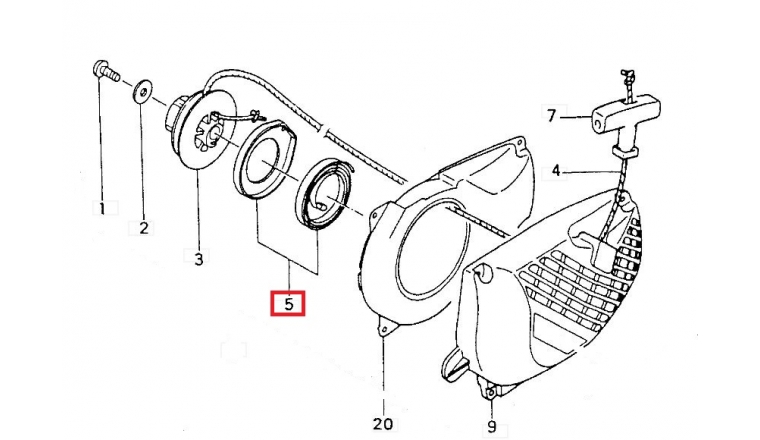 Ressort de Rappel pour Tronçonneuse 2033 Jonsered - Ref 531 00 72-78 - Husqvarna