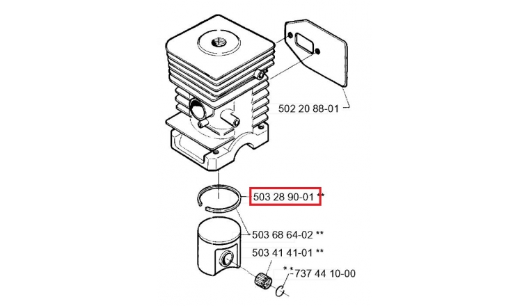 Segment de piston pour Débroussailleuse GR36, BP40 ... - ref 503 28 90-01 - Husqvarna