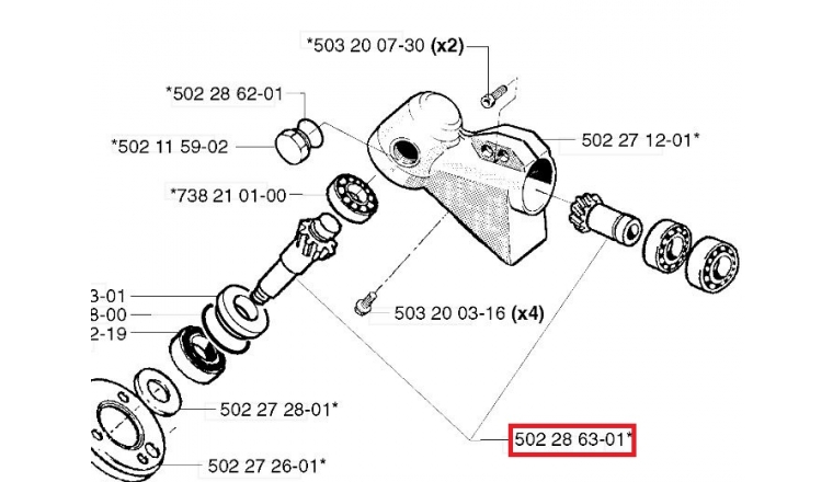 Engrenage pour Tête de Débroussailleuse 250 R, 252 RX, RS51 ... - Ref 502 28 63-01 - Husqvarna