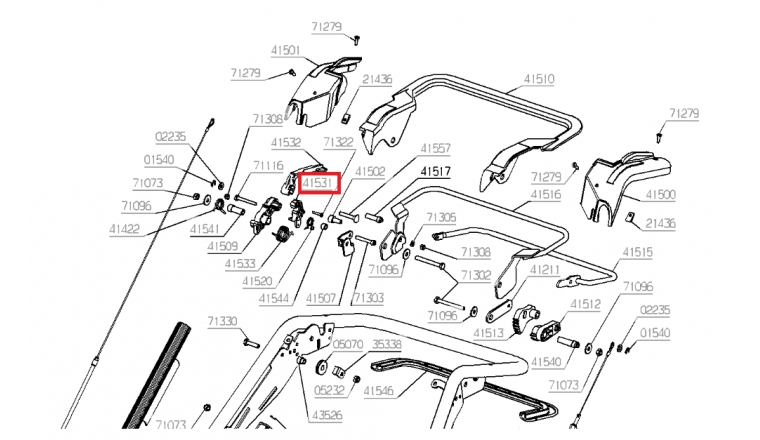 Crochet de Maintien de guidon pour Tondeuse RM53H, NTFK1/98 ... - Ref 41531 - Outils Wolf