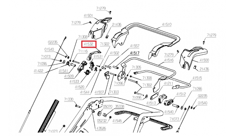 Levier de Crochet de Guidon pour Tondeuse RM53H, NTCB1/98 .. - Ref 41532 - Outils Wolf