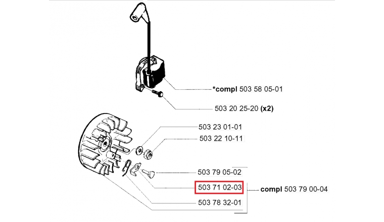 Cliquet de démarrage pour Tronçonneuse 338, 55, 40, 45 ... - Ref 503 71 02-03 - Husqvarna