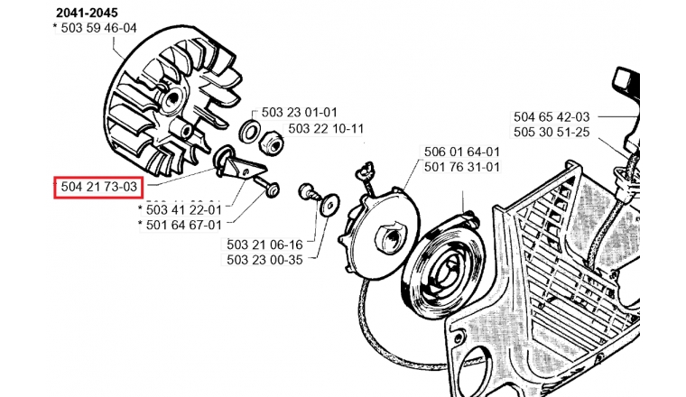 Ressort de Volant magnétique pour 55, 51, RS44, GR 44 ... - Ref 504 21 73-03 - Husqvarna