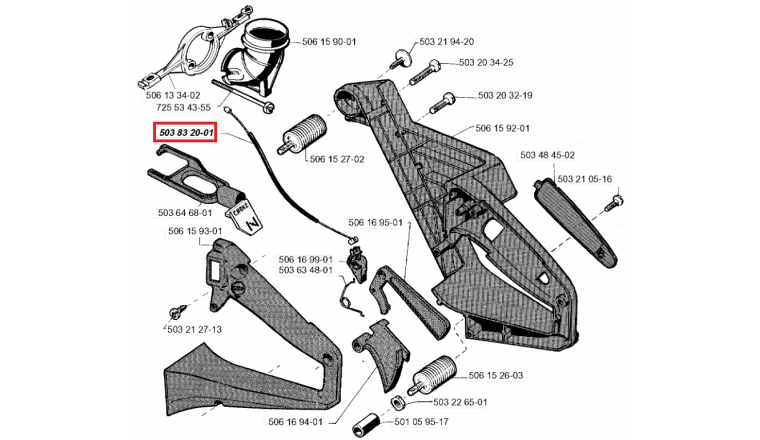 Câble d'Entraînement pour Tronçonneuse 2095 Jonsered - Ref 503 83 20-01 - Husqvarna