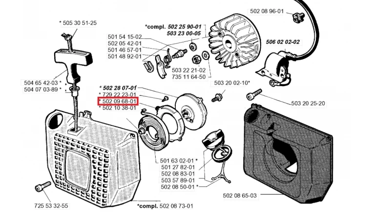 Support de fixation pour Ressort de rappel Débroussailleuse RS - Ref 502 09 68-01 - Husqvarna