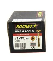 Boîte de 500 Vis à tête fraisée Pozidriv Filetage Partiel Ø 3 x 35 mm ROCKET